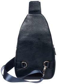 Чоловіча шкіряна сумка-слінг середнього розміру в синьому кольорі DESISAN 81209