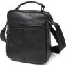 Оригинальная мужская сумка-барсетка из черной кожи на две молнии Vintage (20683) - 2