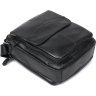 Оригинальная мужская сумка-барсетка из черной кожи на две молнии Vintage (20683) - 3