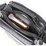 Оригинальная мужская сумка-барсетка из черной кожи на две молнии Vintage (20683) - 4