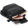 Оригинальная мужская сумка-барсетка из черной кожи на две молнии Vintage (20683) - 5