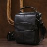 Оригинальная мужская сумка-барсетка из черной кожи на две молнии Vintage (20683) - 6