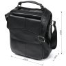 Оригинальная мужская сумка-барсетка из черной кожи на две молнии Vintage (20683) - 9