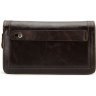 Коричневий шкіряний гаманець клатч на два відділення VINTAGE STYLE (14679) - 2