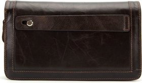 Коричневый кожаный кошелек клатч на два отделения VINTAGE STYLE (14679)