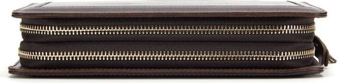 Коричневый кожаный кошелек клатч на два отделения VINTAGE STYLE (14679)