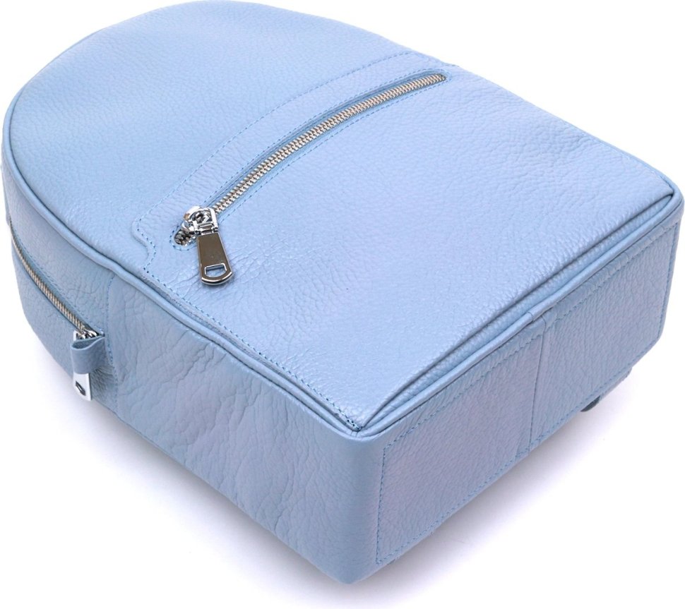 Шкіряний жіночий рюкзак блакитного кольору Shvigel (16303)