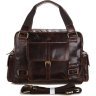 Вместительная коричневая кожаная сумка с золотистой фурнитурой VINTAGE STYLE (14235) - 3