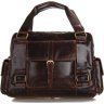 Вместительная коричневая кожаная сумка с золотистой фурнитурой VINTAGE STYLE (14235) - 4