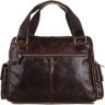 Вместительная коричневая кожаная сумка с золотистой фурнитурой VINTAGE STYLE (14235) - 6