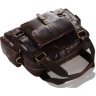 Вместительная коричневая кожаная сумка с золотистой фурнитурой VINTAGE STYLE (14235) - 8