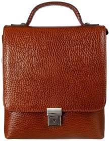 Якісна чоловіча сумка з натуральної шкіри флотар Desisan 81709 рудого кольору