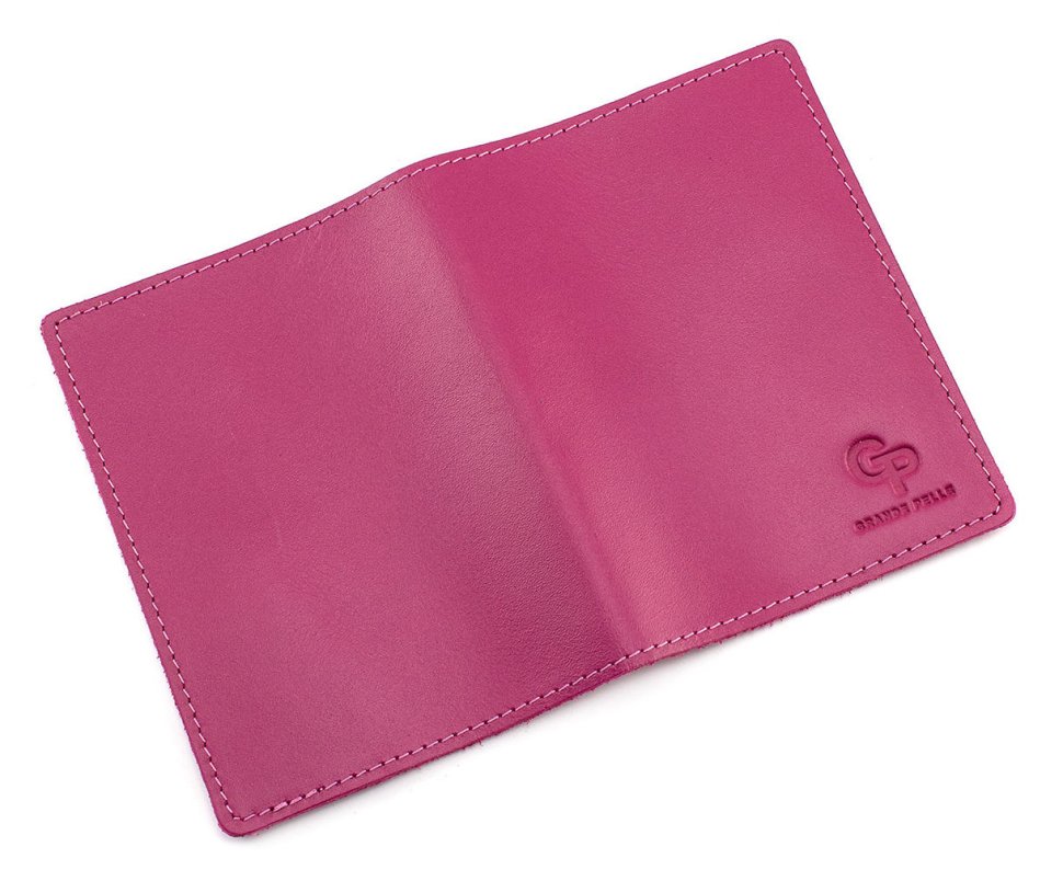 Яркая обложка для паспорта розового цвета Grande Pelle (13200)