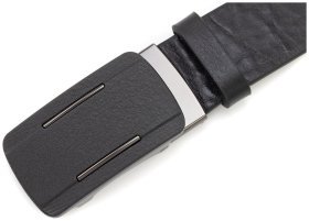 Мужской кожаный ремень черный Gherardini 35717 (итальянская кожа, пряжка с механизмом зажим)