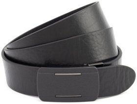 Мужской кожаный ремень черный Gherardini 35717 (итальянская кожа, пряжка с механизмом зажим)