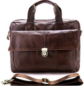 Коричневая кожаная сумка Флотар с отделением для нетбука VINTAGE STYLE (14798)