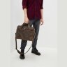 Чоловіча повсякденна сумка-портфель коричневого кольору із вінтажної шкіри TARWA (19759) - 10