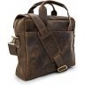 Мужская повседневная сумка-портфель коричневого цвета из винтажной кожи TARWA (19759) - 3