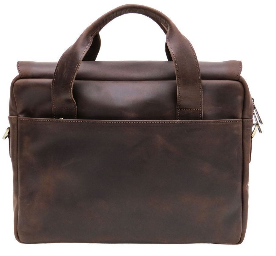 Чоловіча повсякденна сумка-портфель коричневого кольору із вінтажної шкіри TARWA (19759)