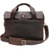 Чоловіча повсякденна сумка-портфель коричневого кольору із вінтажної шкіри TARWA (19759) - 11