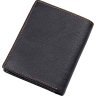 Мужское портмоне из зернистой кожи черного цвета с коричневой строчкой - Vintage (2414598) - 2