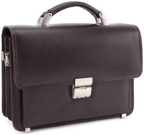 Коричневая кожаная барсетка с кодовым замком KARYA (0230-39)