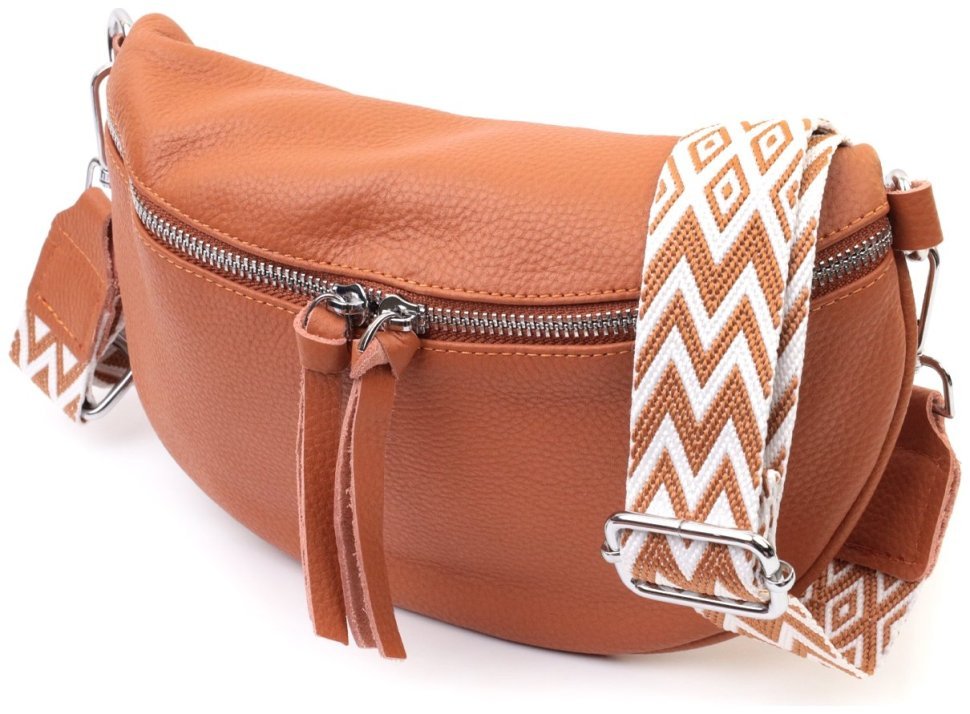 Стильная женская кожаная сумка через плечо с мини-кошельком Vintage 22665 Рыжая modnotak фото №1