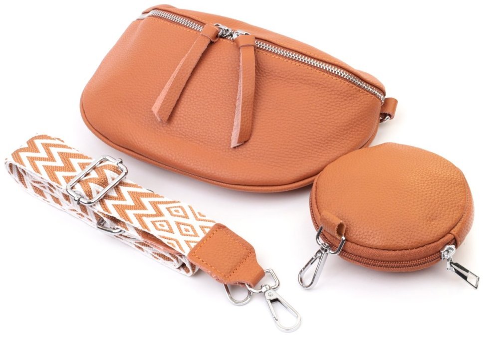 Стильная женская кожаная сумка через плечо с мини-кошельком Vintage 22665 Рыжая modnotak фото №7