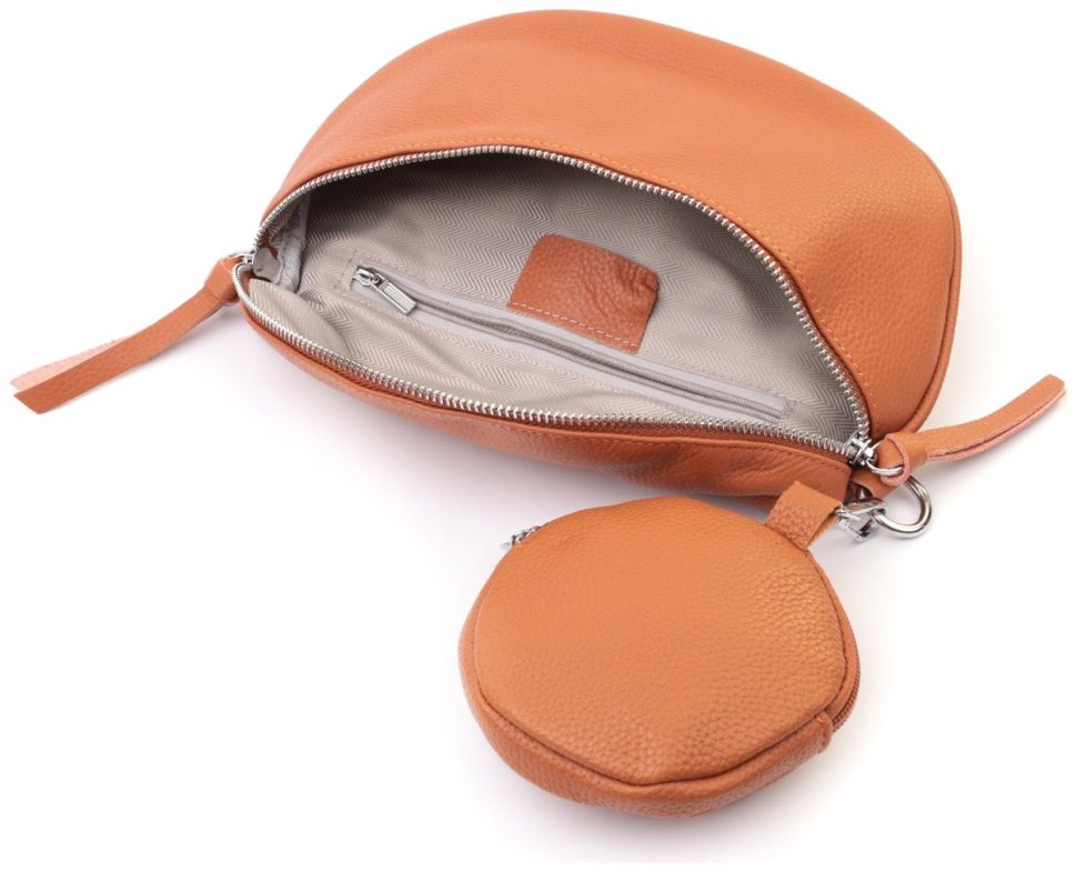 Стильная женская кожаная сумка через плечо с мини-кошельком Vintage 22665 Рыжая modnotak фото №8