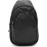 Мужской кожаный слинг-рюкзак черного цвета с одной лямкой через плечо Keizer (22089) - 1