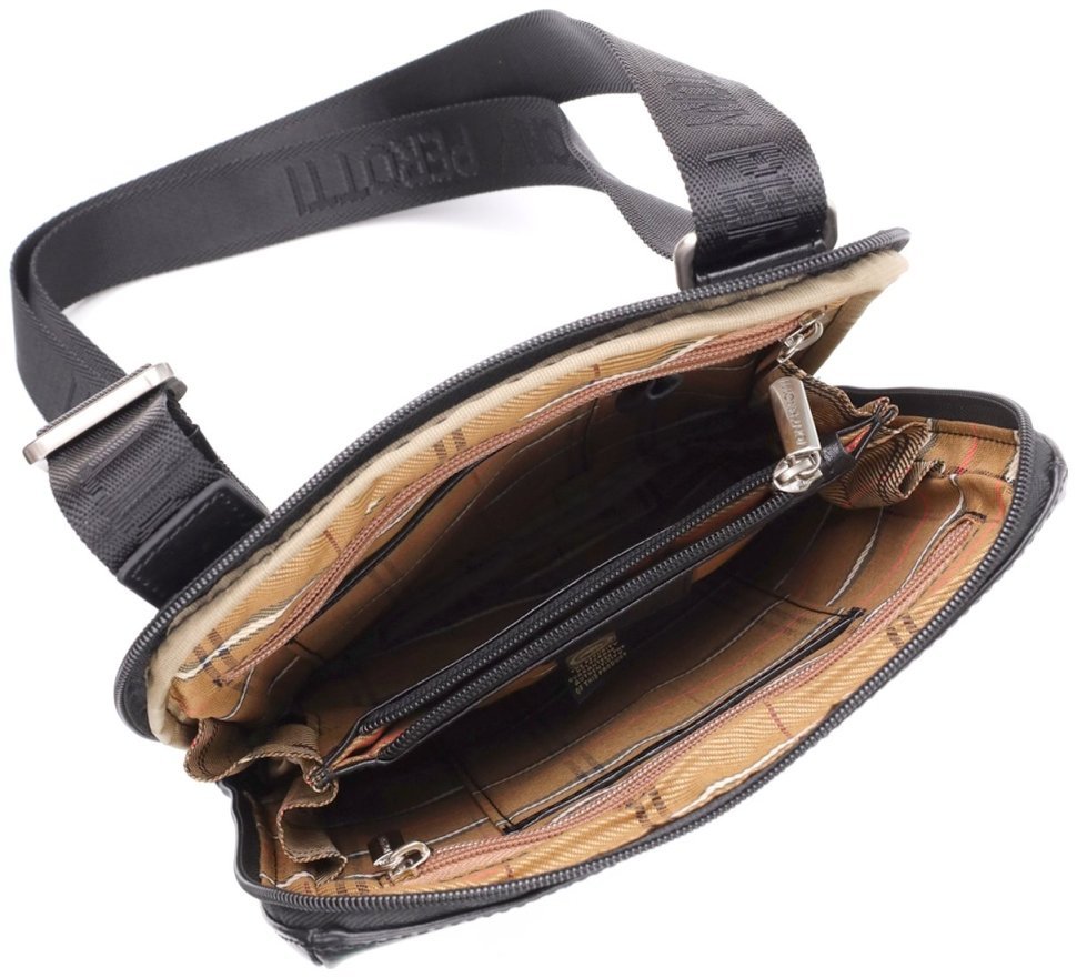 Мужская сумка планшет из гладкой итальянской кожи черного цвета Tony Perotti 103309 modnotak фото №9