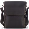 Черная мужская сумка-мессенджер из винтажной кожи с золотистой фурнитурой Tiding Bag (15777) - 3