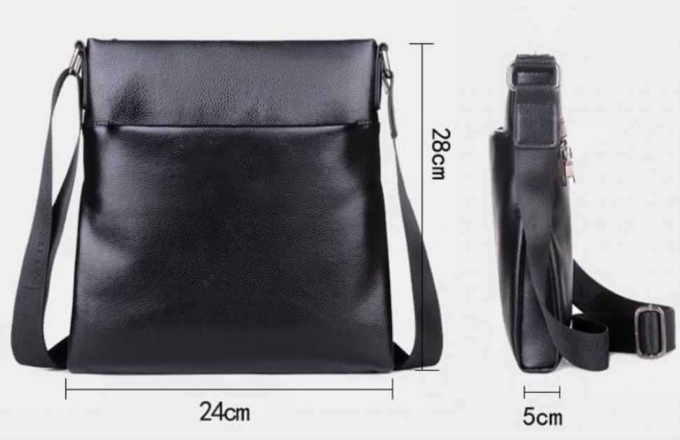 Удобная мужская сумка через плечо из зернистой кожи черного цвета Tiding Bag (15845)