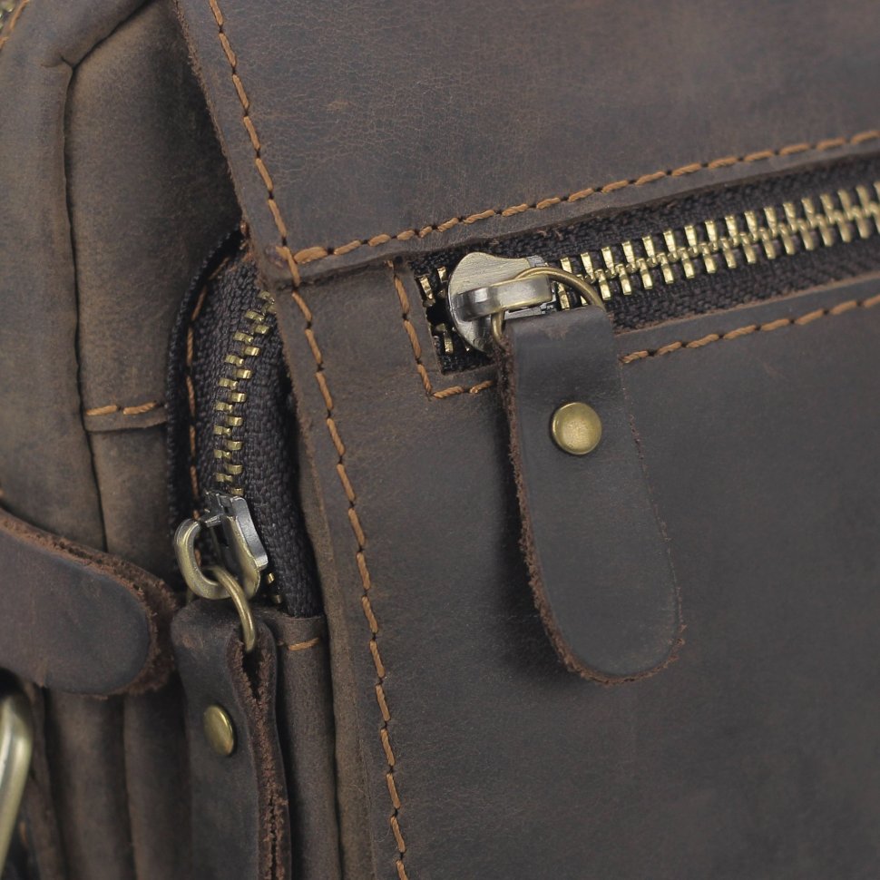 Мужская маленькая сумка через плечо из винтажной кожи Tiding Bag (15847)