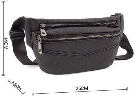 Черная мужская бананка из натуральной кожи с крупно-выраженной фактурой H.T Leather (18769)