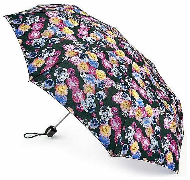 Зонт женский Fulton Minilite-2 L354 Neon Garden (Складной, механика, черного цвета с принтом неоновых цветов) 93909 modnotak фото №1