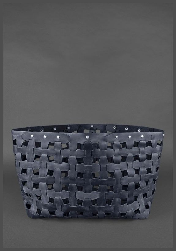 Горизонтальна сумка темно-синього кольору з натуральної шкіри BlankNote Пазл Xl (12781)