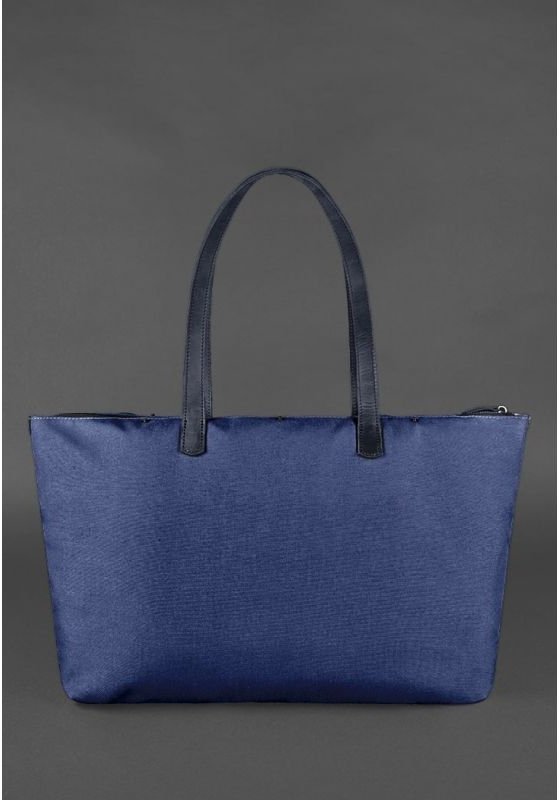 Горизонтальная сумка темно-синего цвета из натуральной кожи BlankNote Пазл Xl (12781)