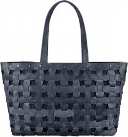 Горизонтальна сумка темно-синього кольору з натуральної шкіри BlankNote Пазл Xl (12781)
