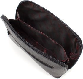 Фирменная женская кожаная косметичка черного цвета KARYA (19965)