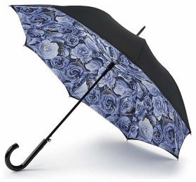 Женский зонт-трость Fulton L754-038796 Bloomsbury-2 Liquid Rose (Полуавтомат, черный с принтом цветов) 94109
