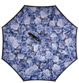 Женский зонт-трость Fulton L754-038796 Bloomsbury-2 Liquid Rose (Полуавтомат, черный с принтом цветов) 94109