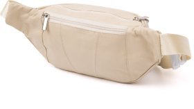 Поясна бананка з натуральної шкіри білого кольору Vintage (20440)