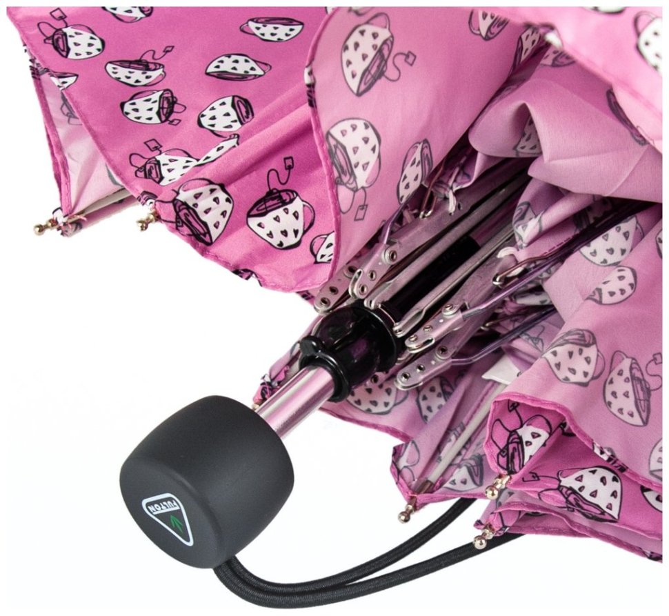 Зонт женский Fulton L553-040980 Superslim-2 Tea Lover (Круглый купол, розовый с принтом чашечек чая) 94209 modnotak фото №5