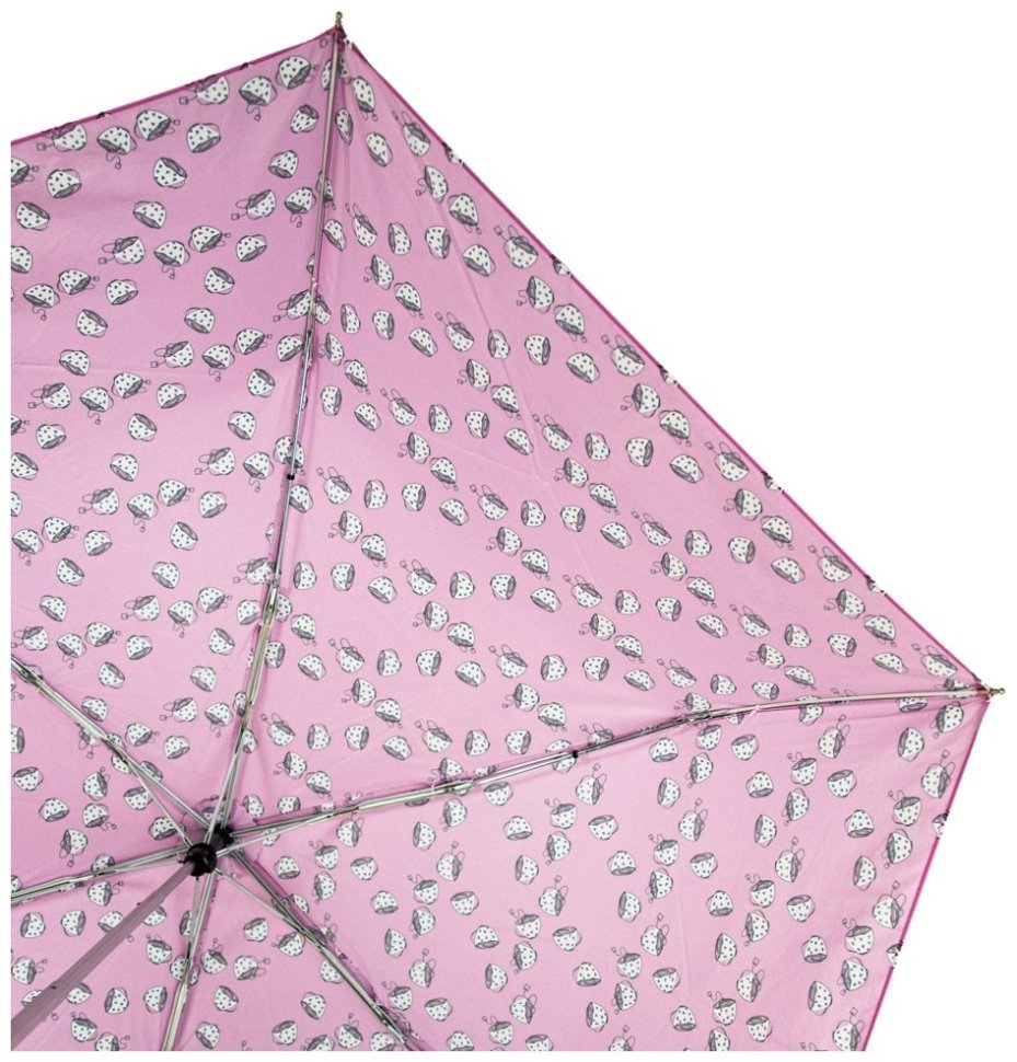 Зонт женский Fulton L553-040980 Superslim-2 Tea Lover (Круглый купол, розовый с принтом чашечек чая) 94209 modnotak фото №6