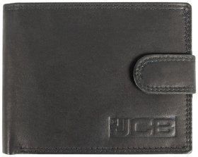 Мужской кошелек из натуральной гладкой кожи с монетницей и RFID-защитой JCB NC42MN 94309 черного цвета