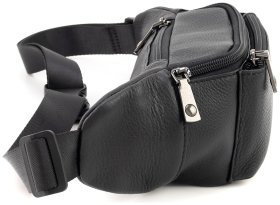 Чоловіча шкіряна сумка на пояс HT Leather 94509 (Чорна)