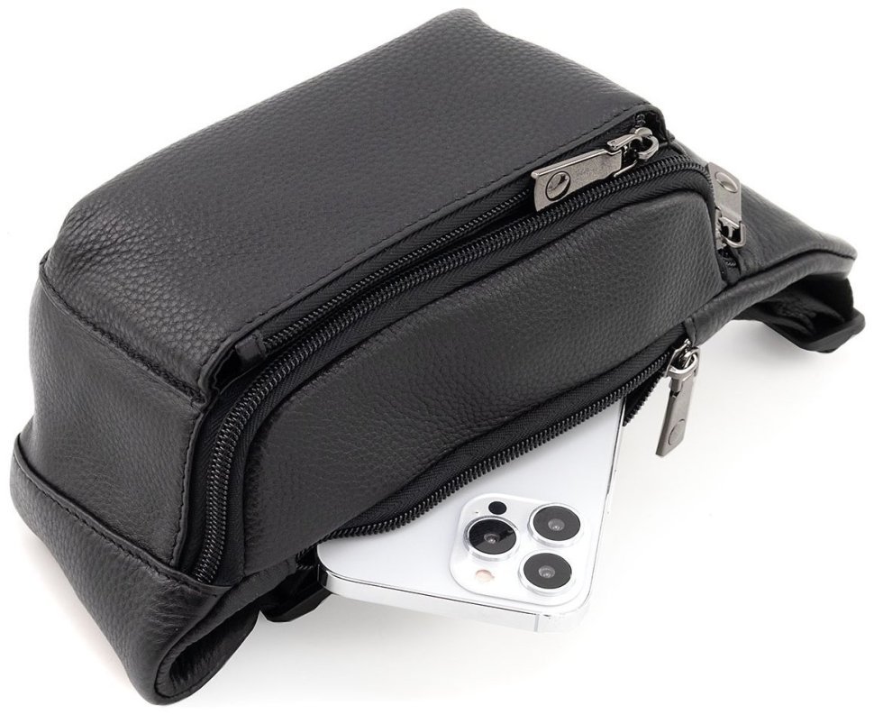 Мужская кожаная сумка на пояс H.T Leather 94509 (Черная) modnotak фото №6