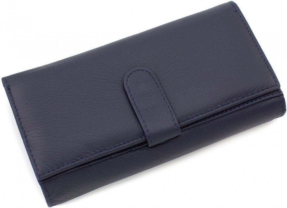 Женский крупный кошелек темно-синего цвета из мягкой кожи ST Leather (19089)