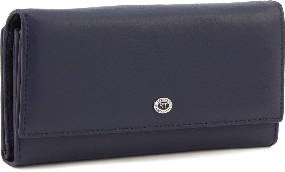 Жіночий великий гаманець темно-синього кольору з м'якої шкіри ST Leather (19089)